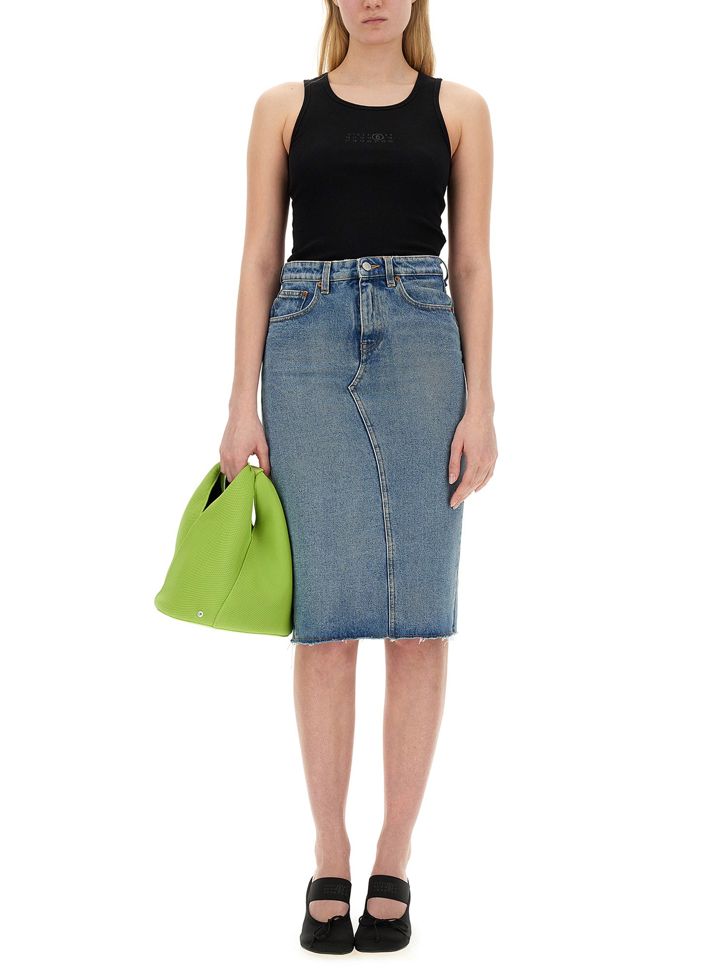 MM6 MAISON MARGIELA    DENIM MIDI SKIRT