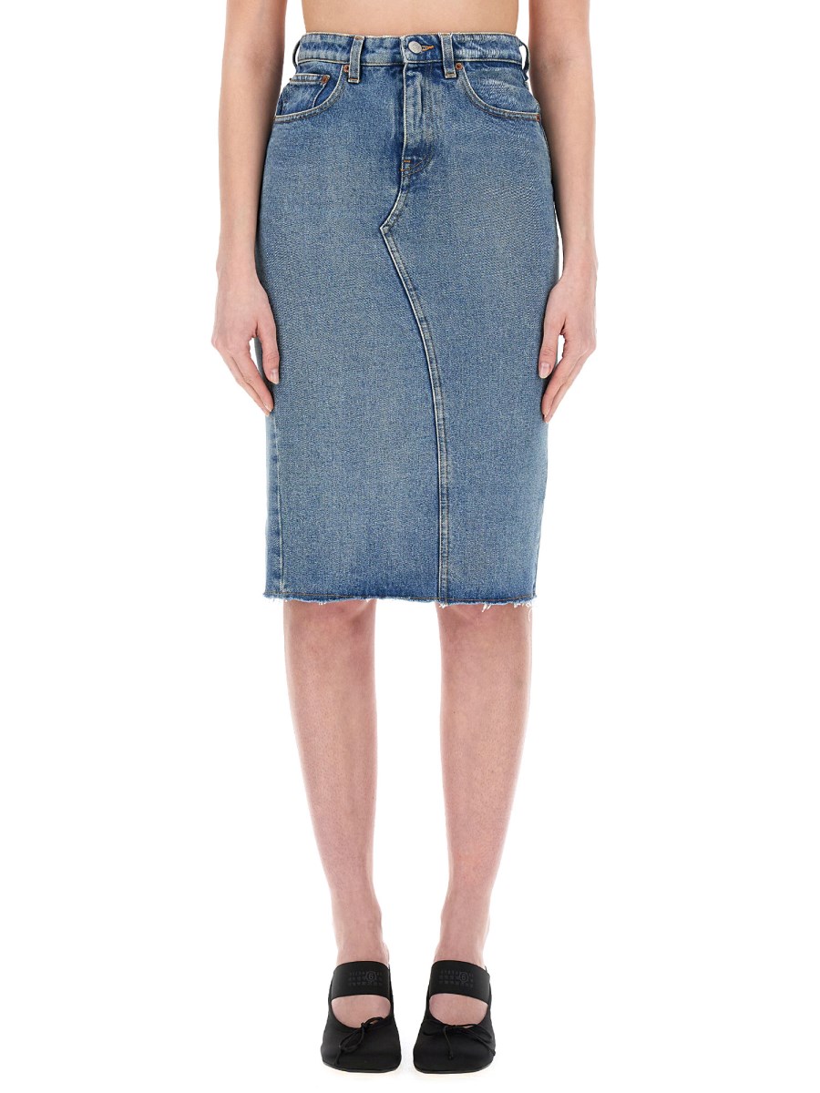 MM6 MAISON MARGIELA    DENIM MIDI SKIRT