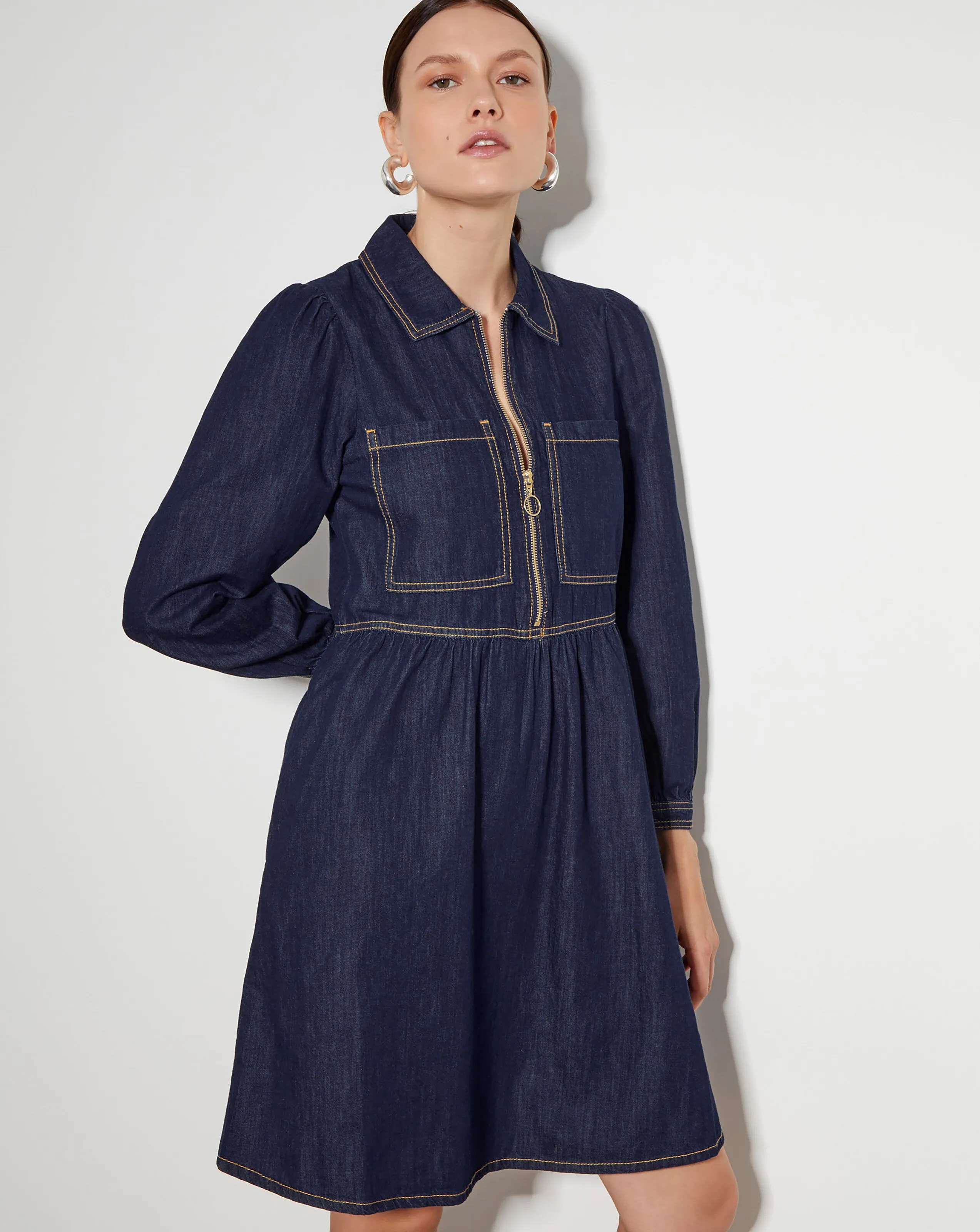 Monsoon Adeena Denim Mini Shirt Dress