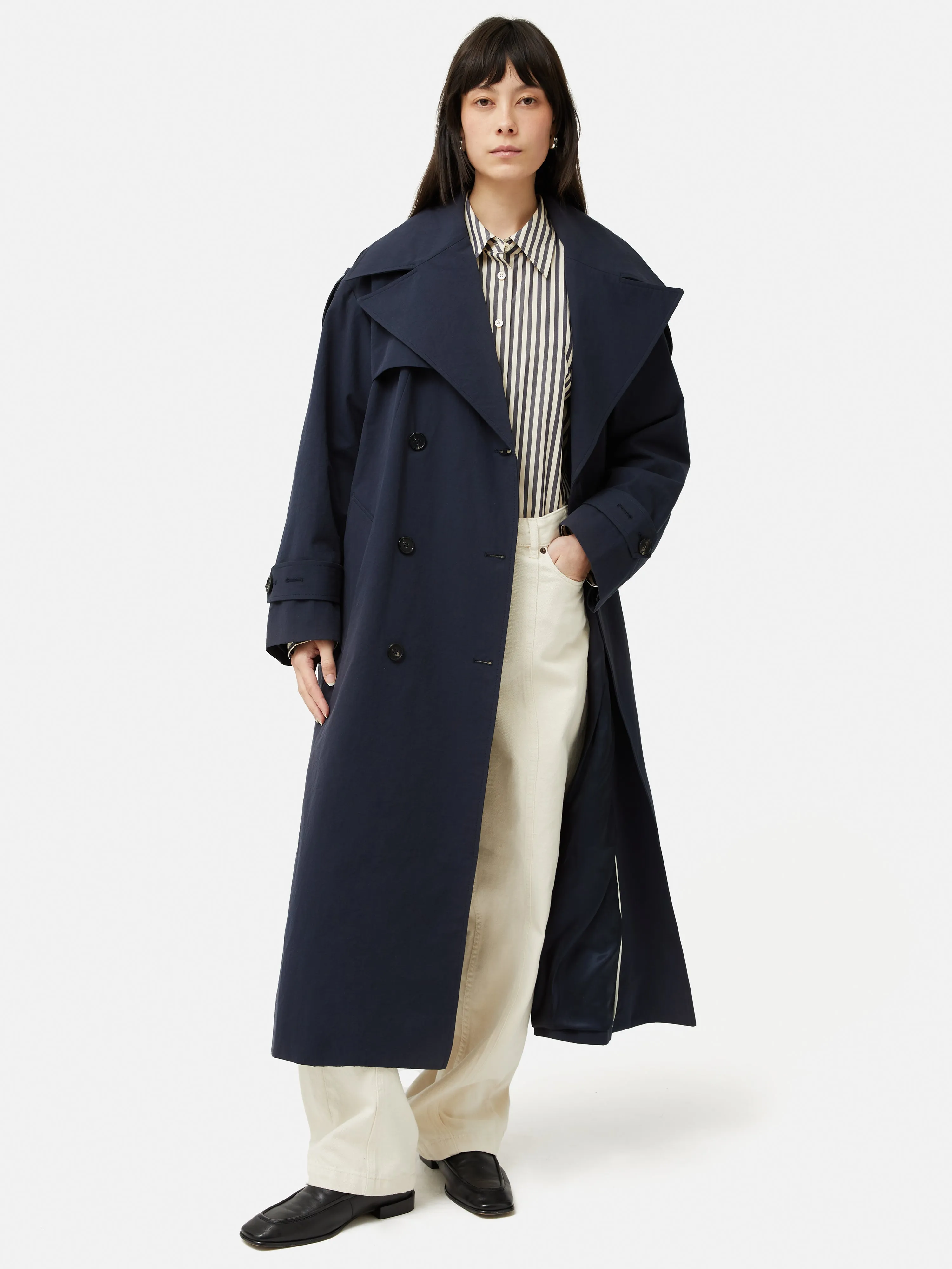 Nelson Cotton Trench Coat | Blue