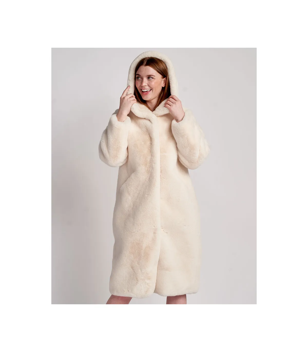 Nicole Hooded Faux Fur Overcoat: FurHatWorld.com