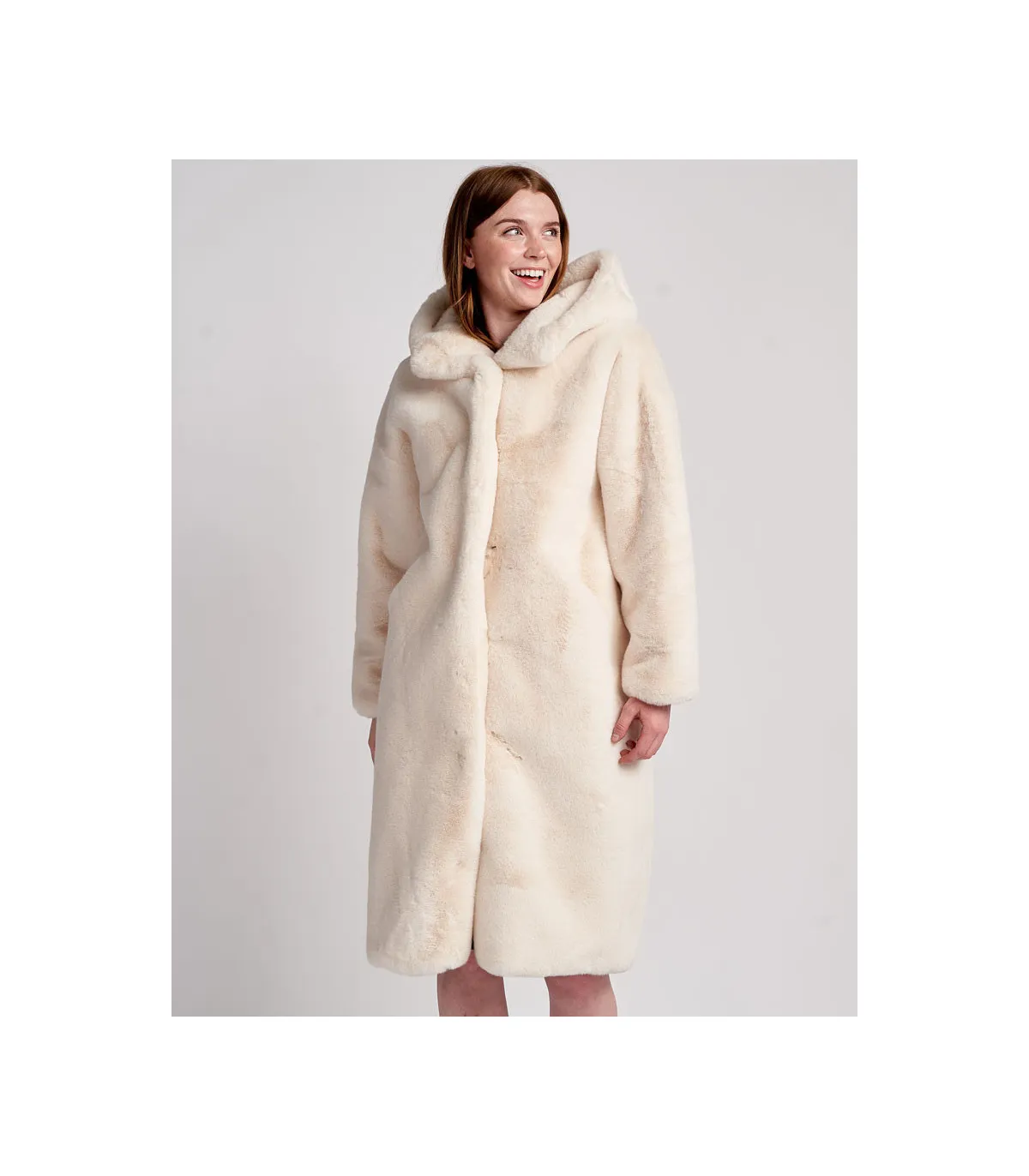 Nicole Hooded Faux Fur Overcoat: FurHatWorld.com