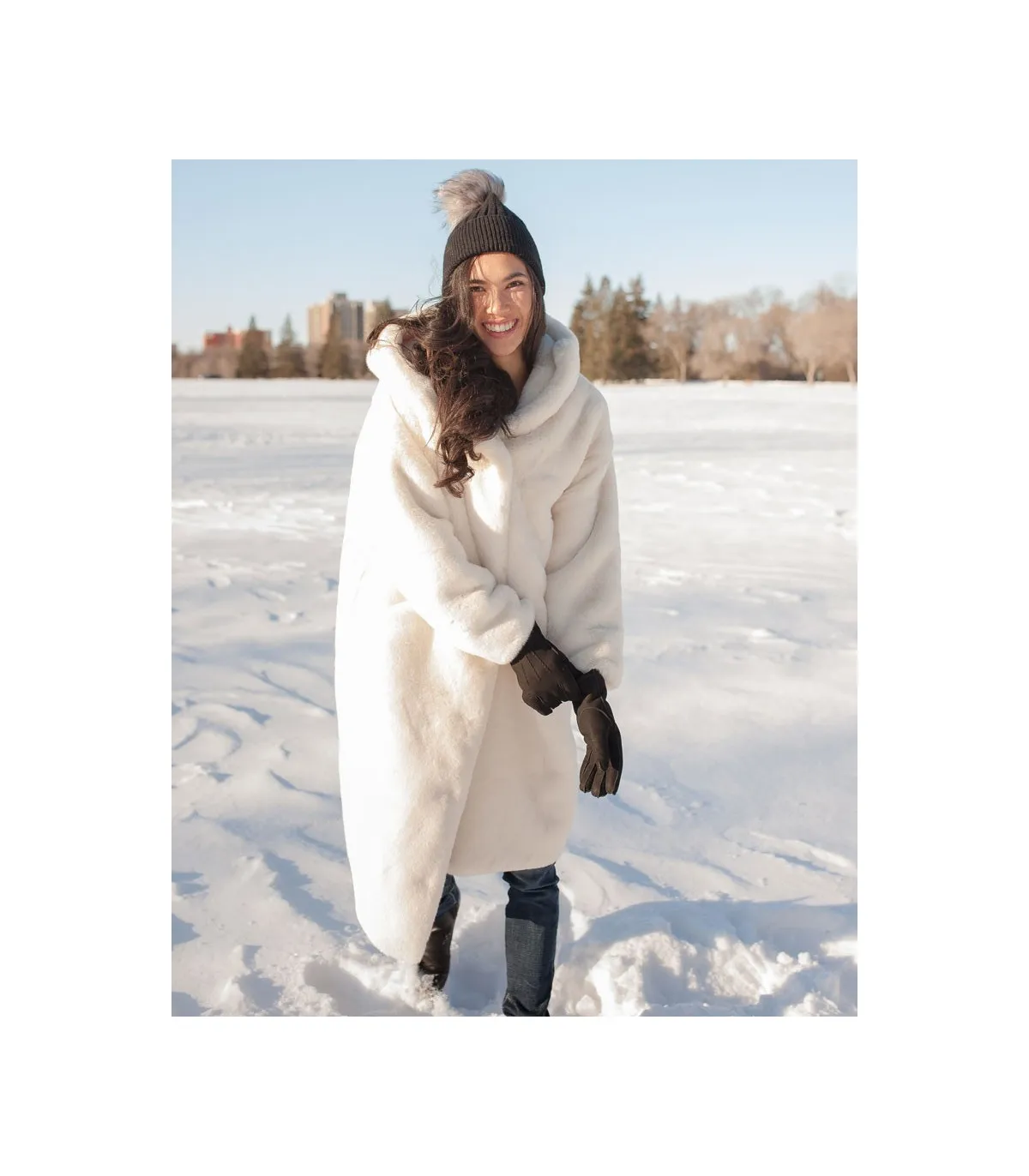 Nicole Hooded Faux Fur Overcoat: FurHatWorld.com