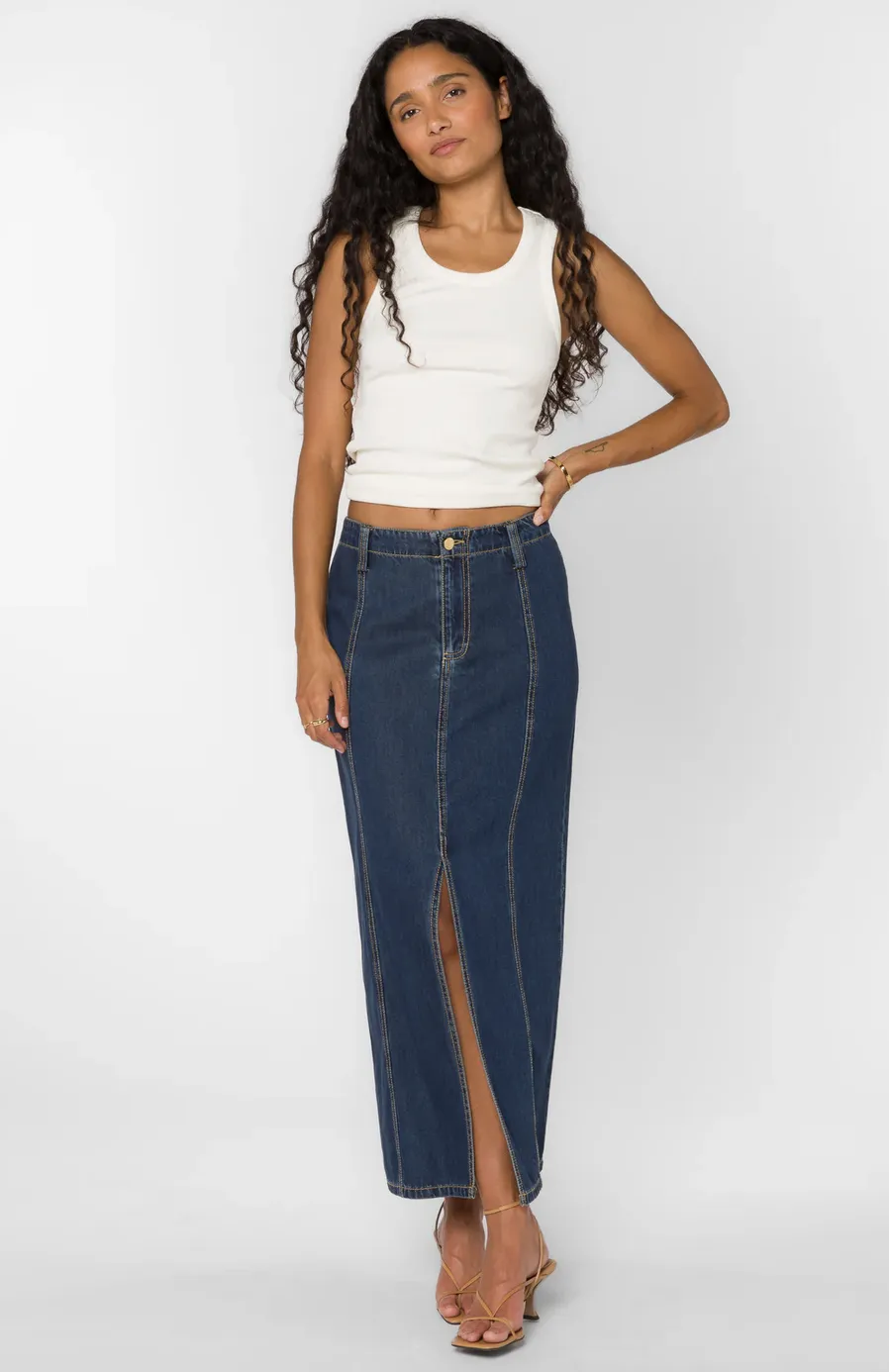 NIKKIE LONG DENIM SKIRT