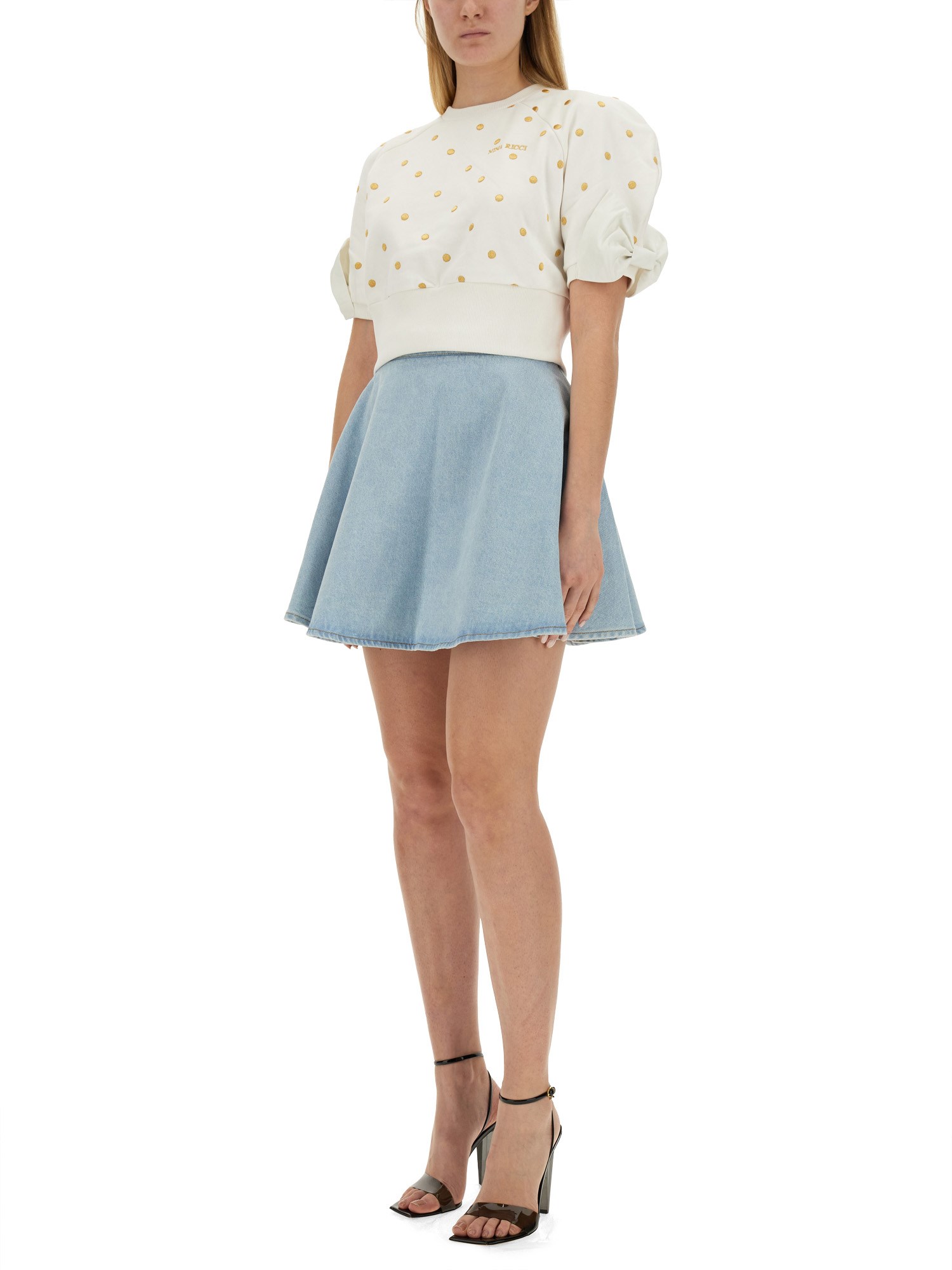 NINA RICCI    COTTON DENIM MINI SKIRT