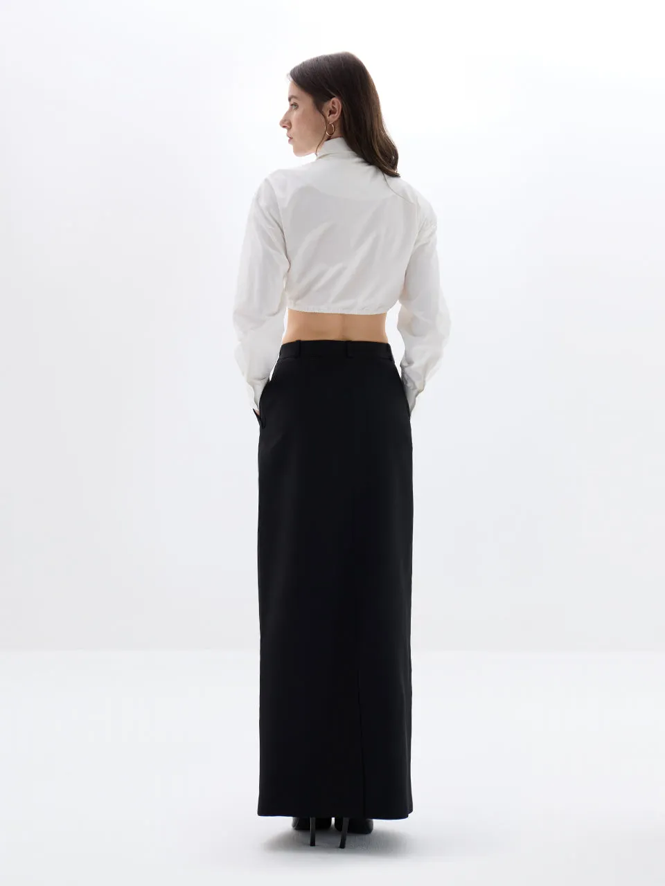 Noura Long Tailored Skirt - Black