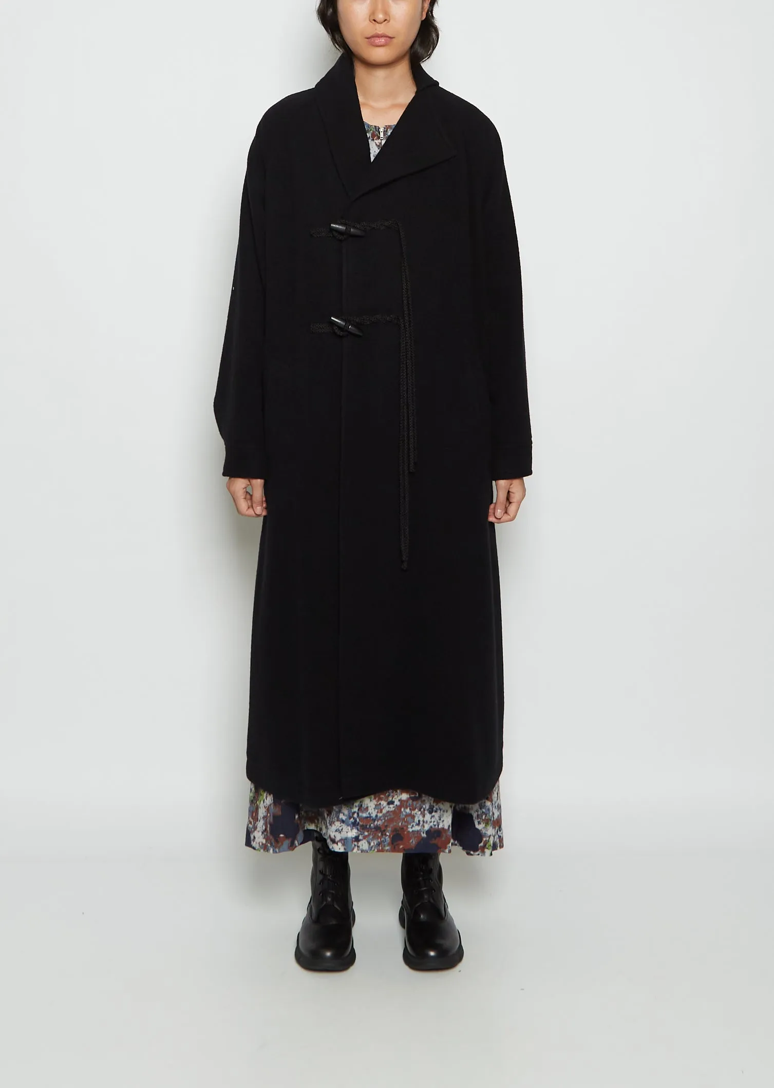 O-Toggle Button Long Wool Coat