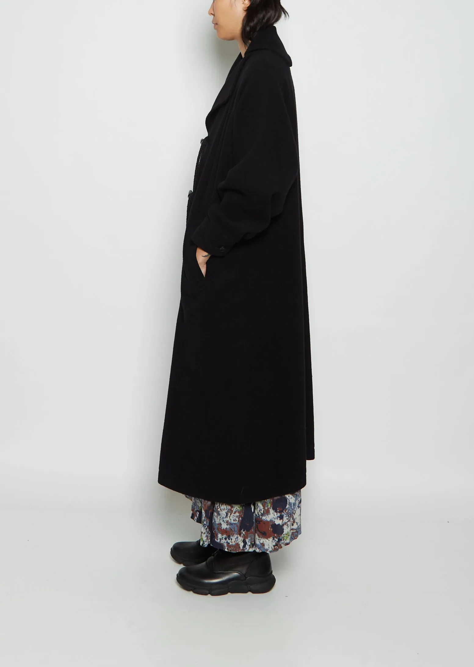 O-Toggle Button Long Wool Coat