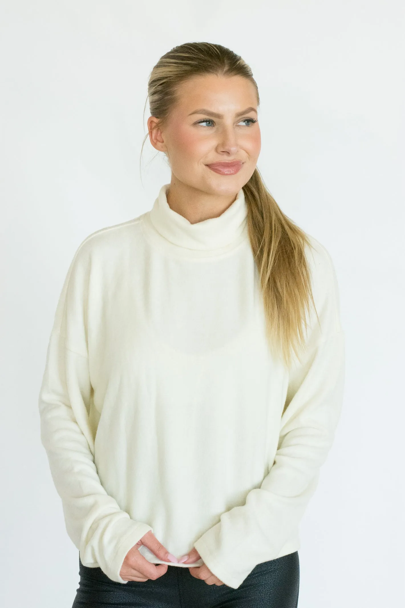 Off We Go Basic Cream Long Sleeve Top