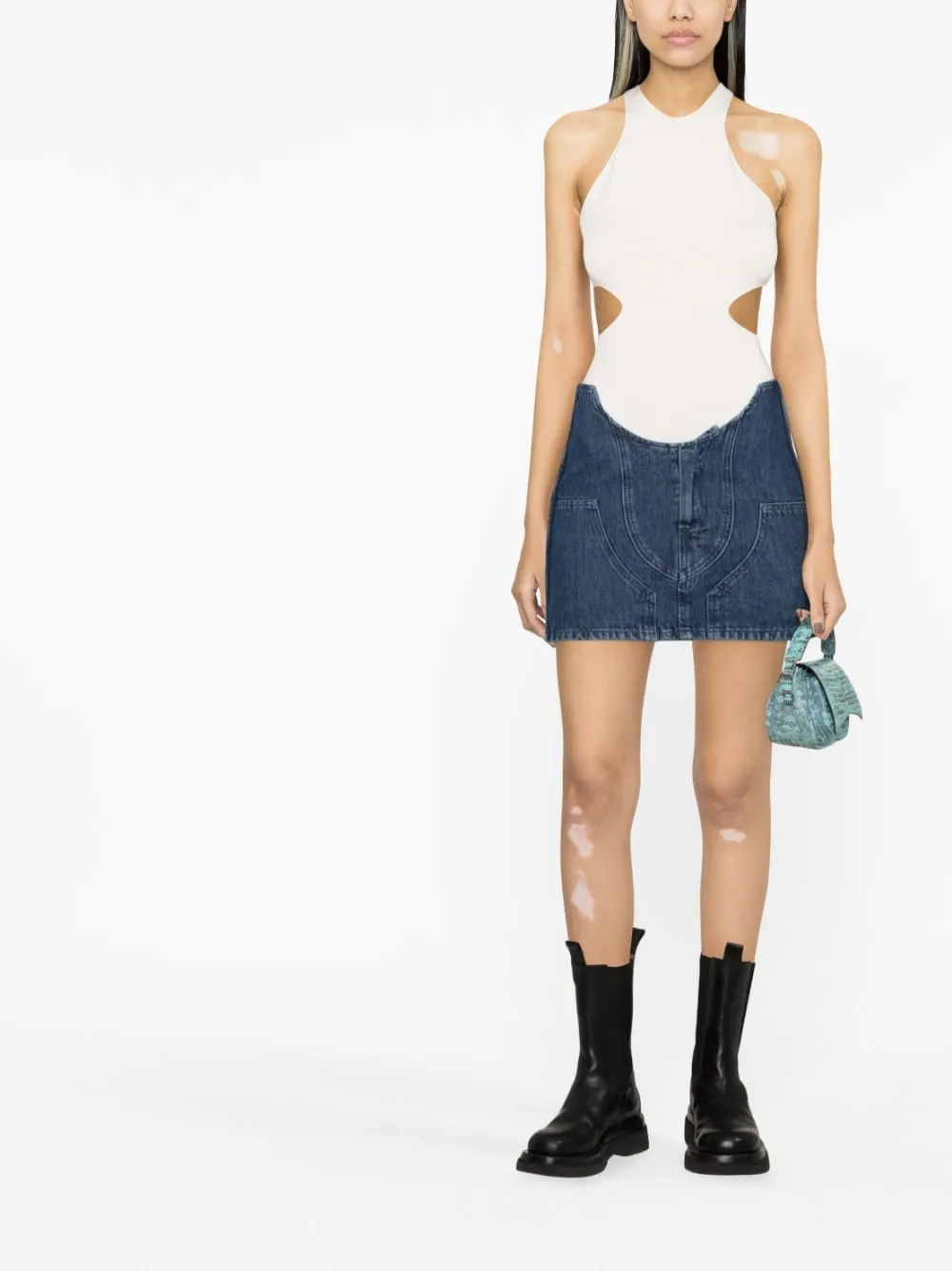 Off White    Off White Denim Mini Skirt