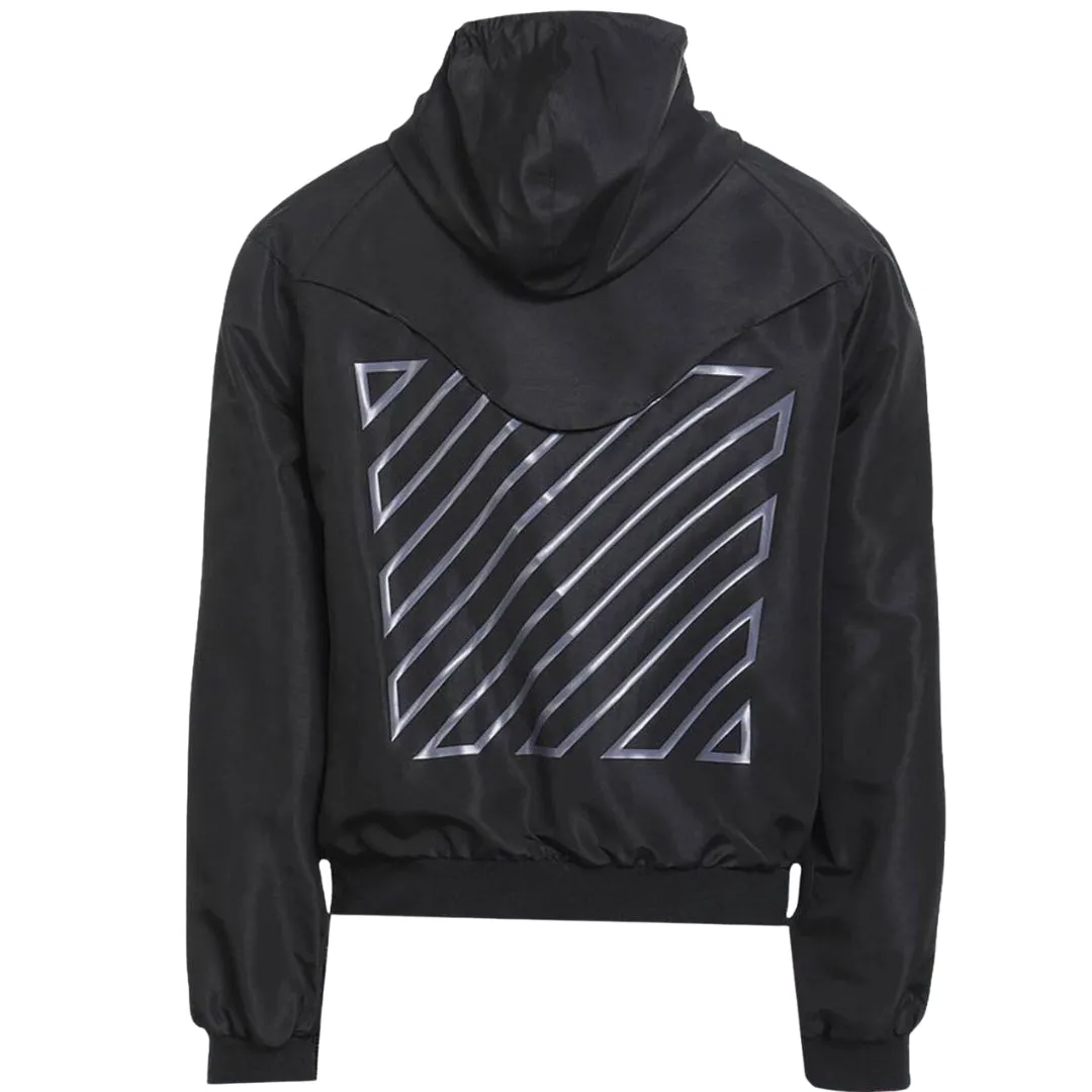 Off White Taped Sleeve Black Windbreaker Jacket