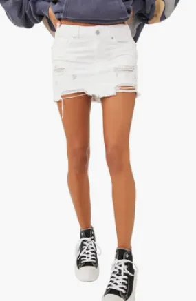 Out Of Ordinary Denim Mini Skirt - White