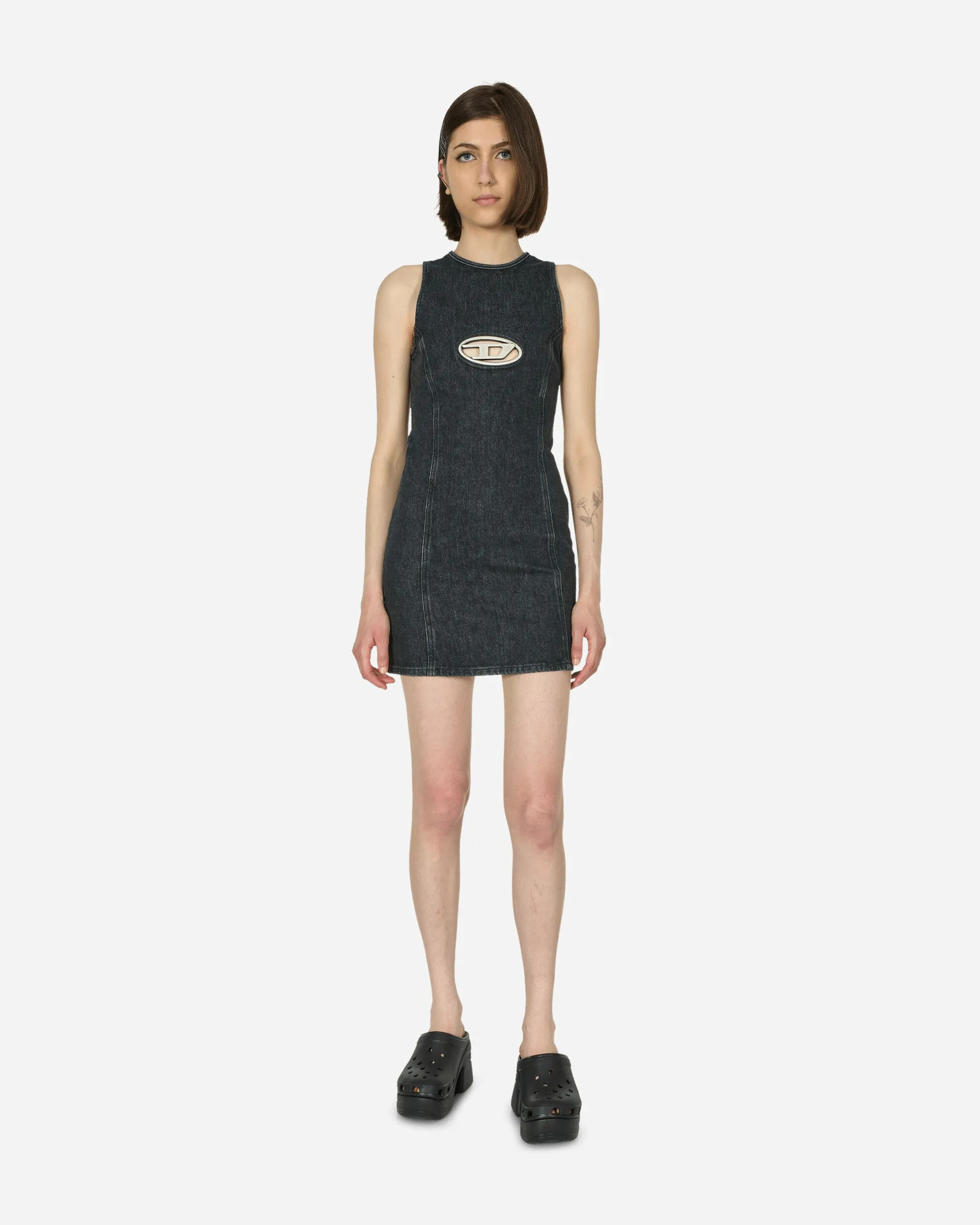 Oval D Denim Mini Dress Black