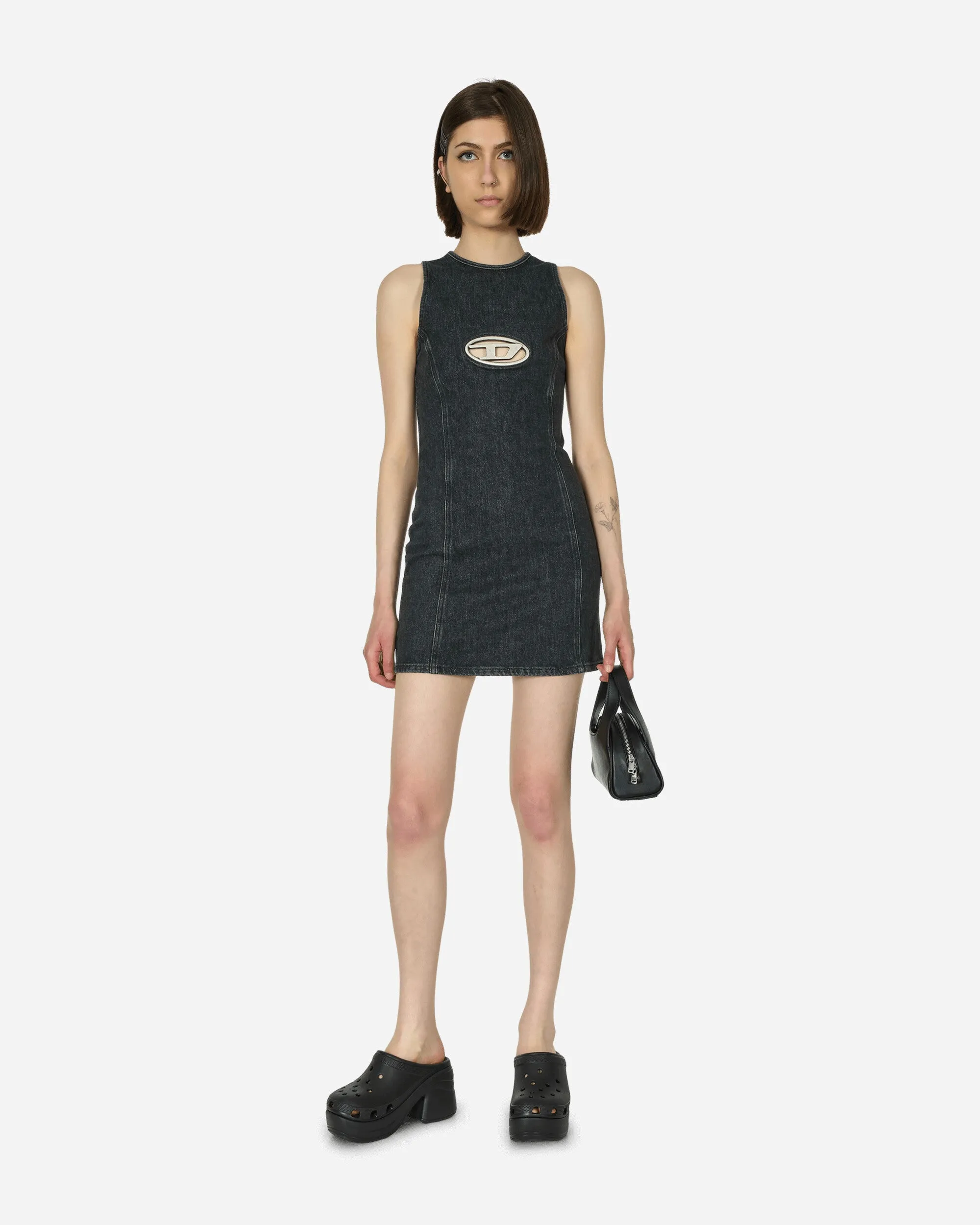 Oval D Denim Mini Dress Black