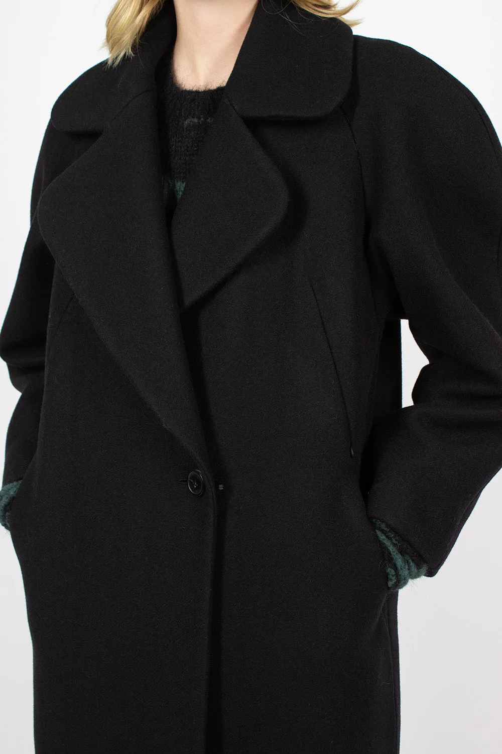 Oversized Collar Coat Black