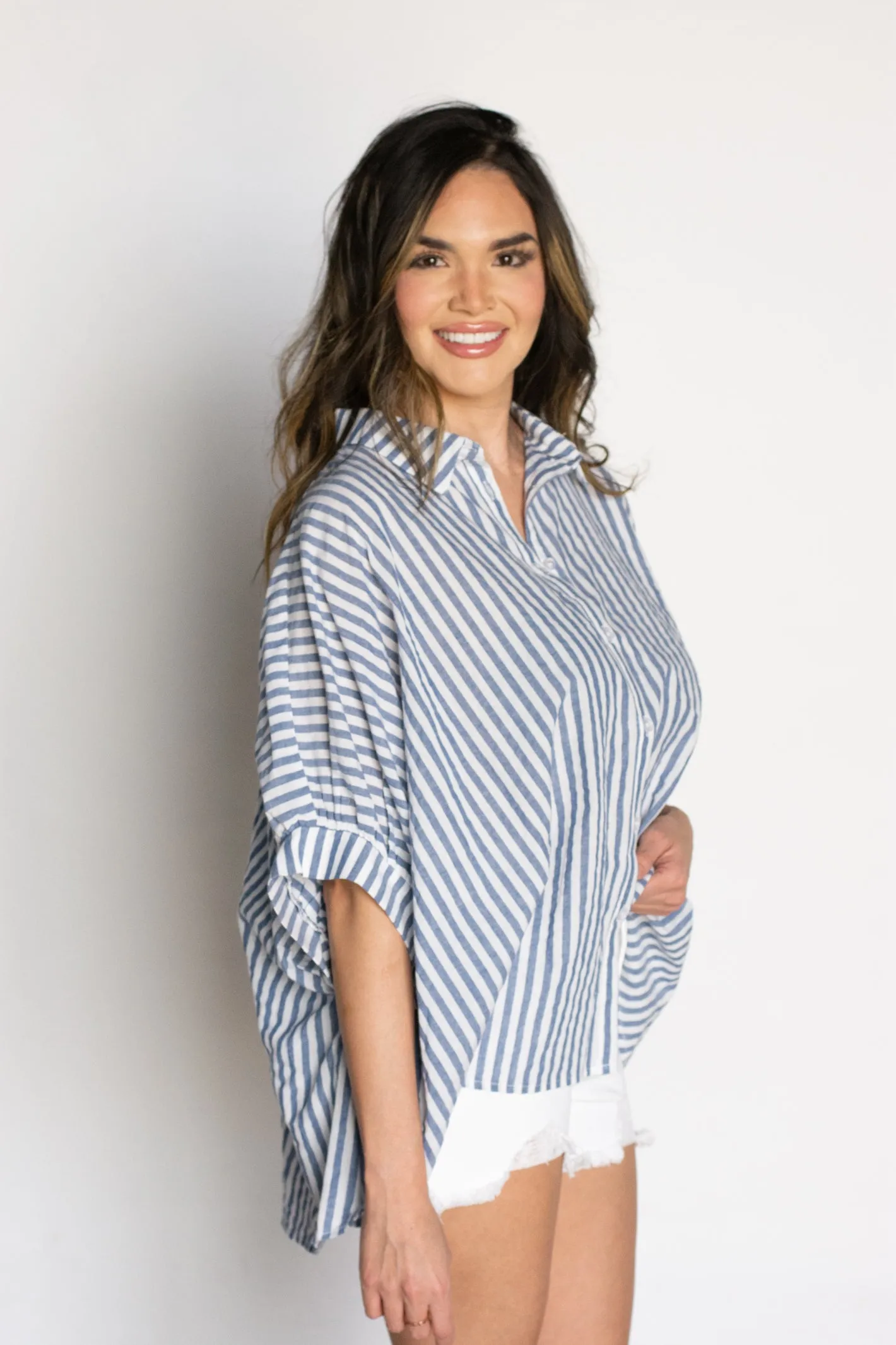 Pacific Tides Oversized Striped Top