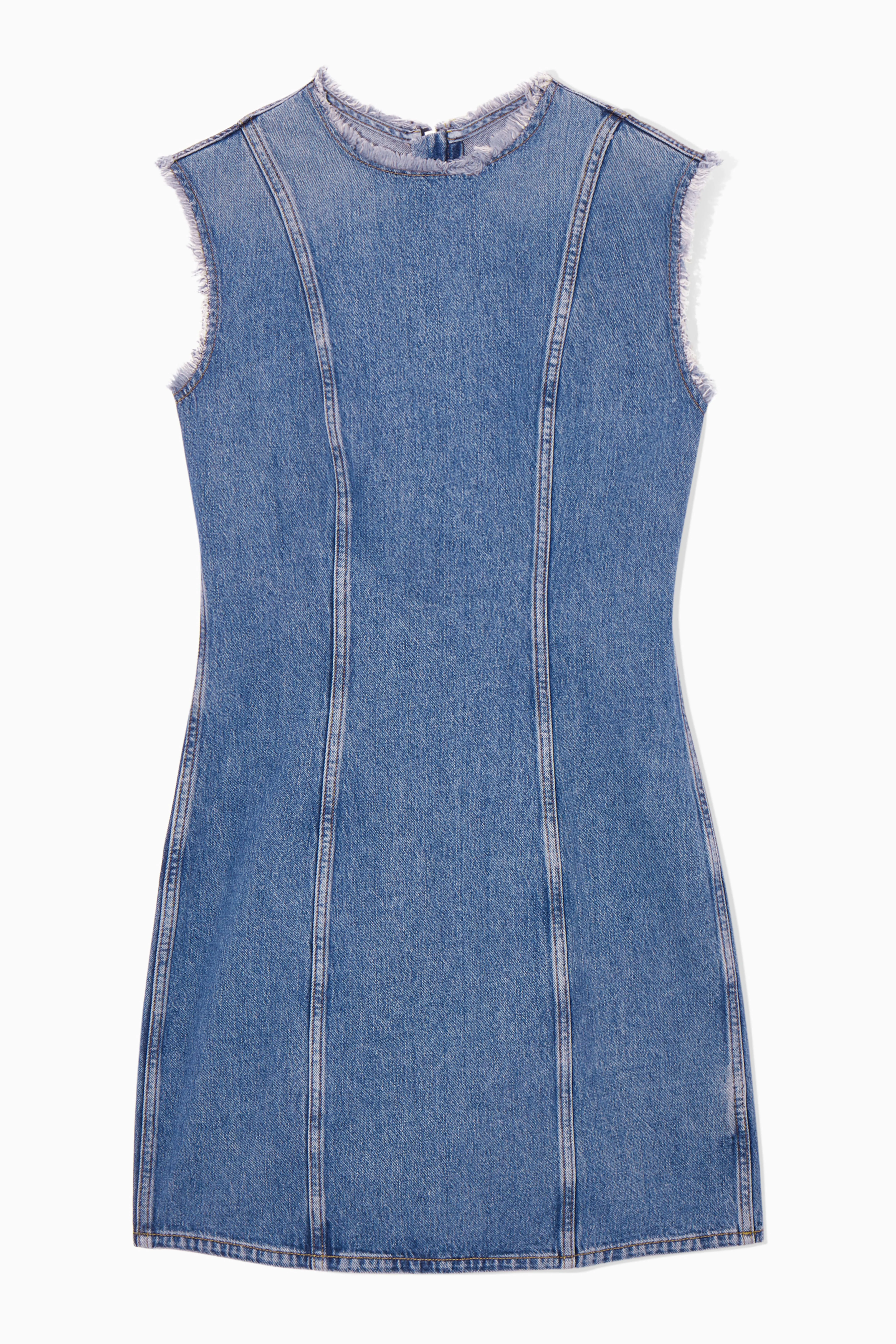 PANELLED DENIM MINI DRESS - Round neck - Sleeveless - BLUE - Ladies | H&M GB