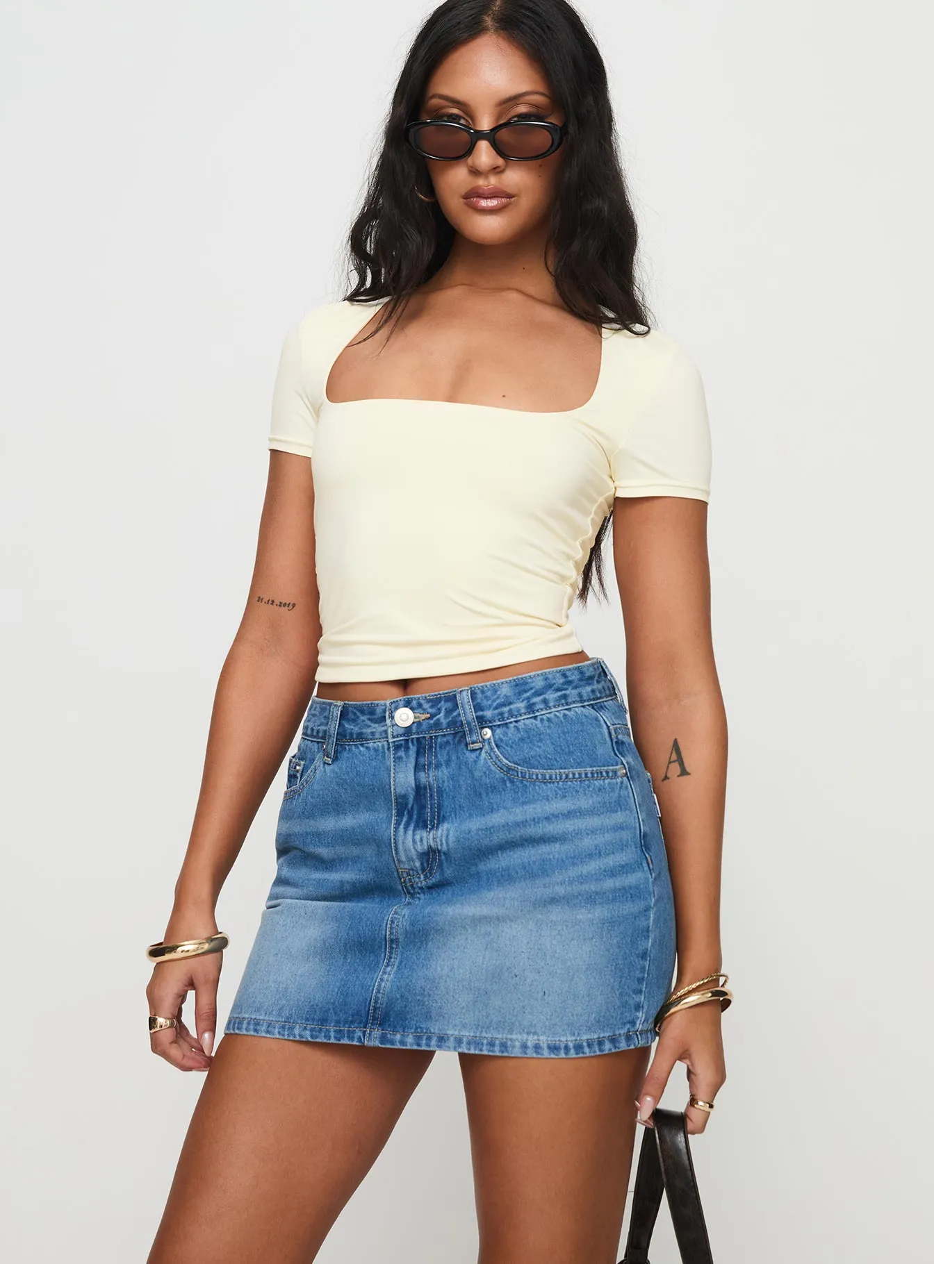 Paulette Denim Mini Skirt Light Wash