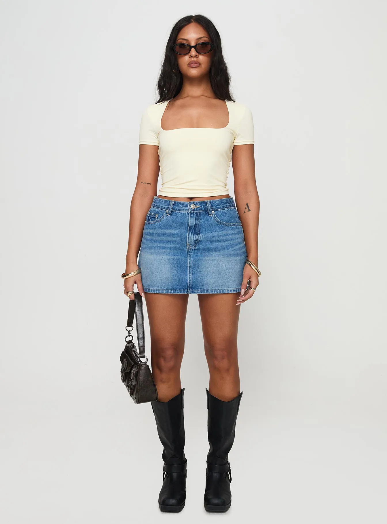 Paulette Denim Mini Skirt Light Wash