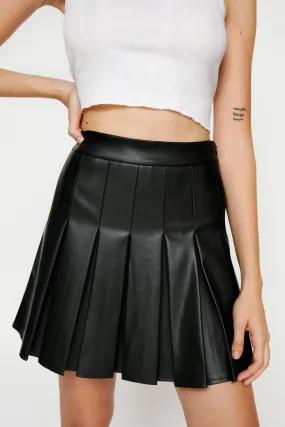 Petite Faux Leather Pleated Mini Skirt