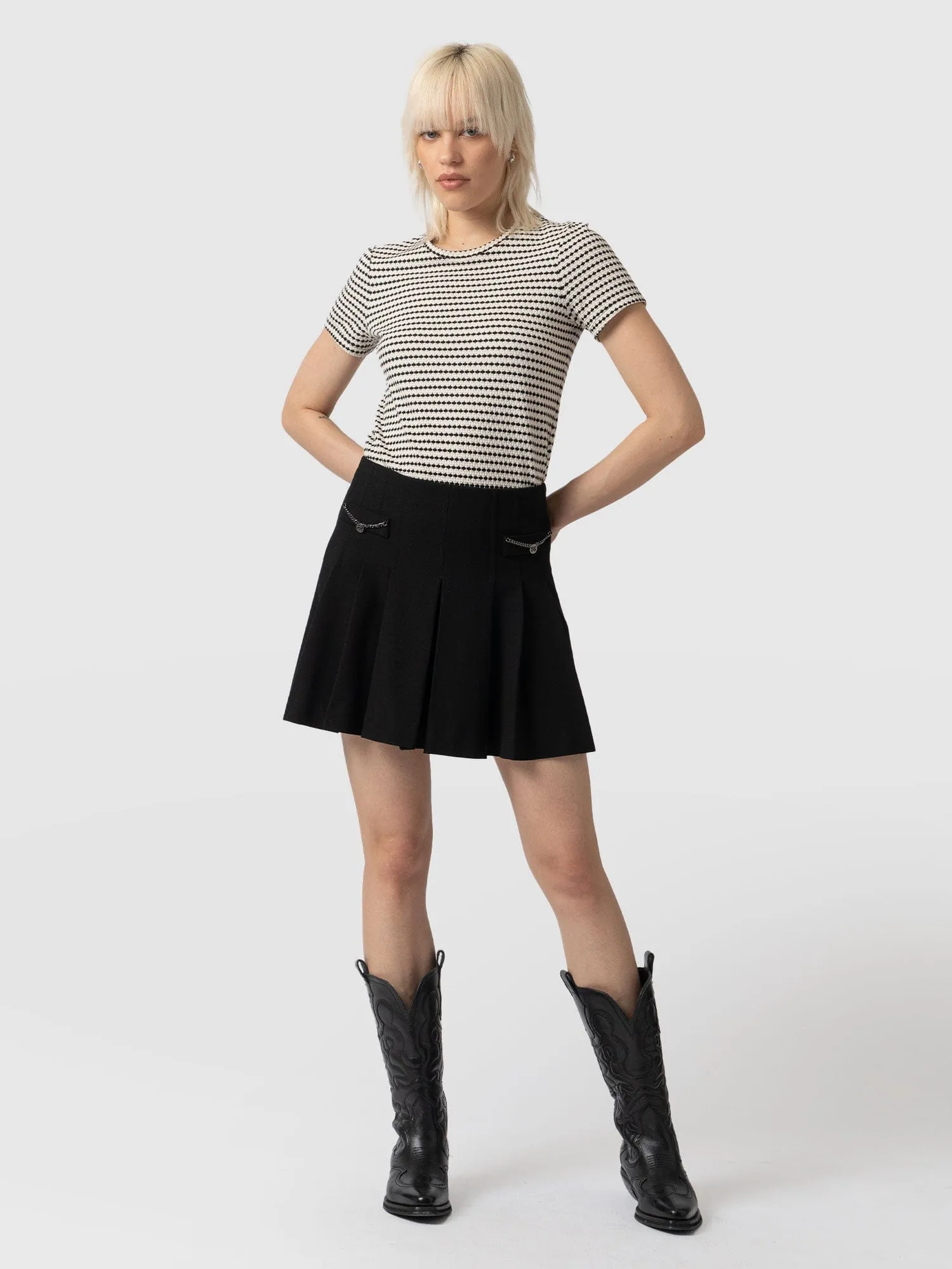 Petra Pleated Mini Skirt - Black