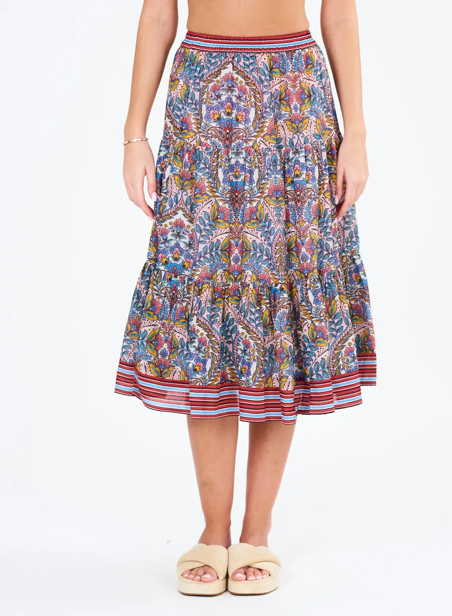 PIA PRINT MIDI SKIRT