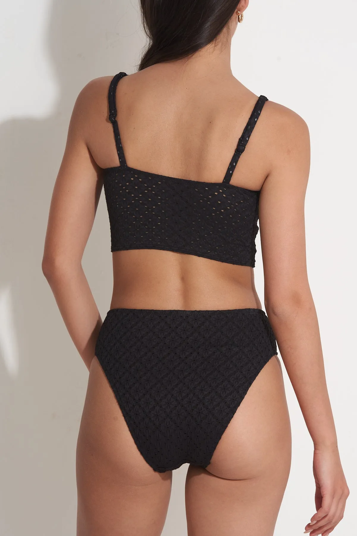 PILPEL HIGH WAIST BIKINI BOTTOM IN BLACK