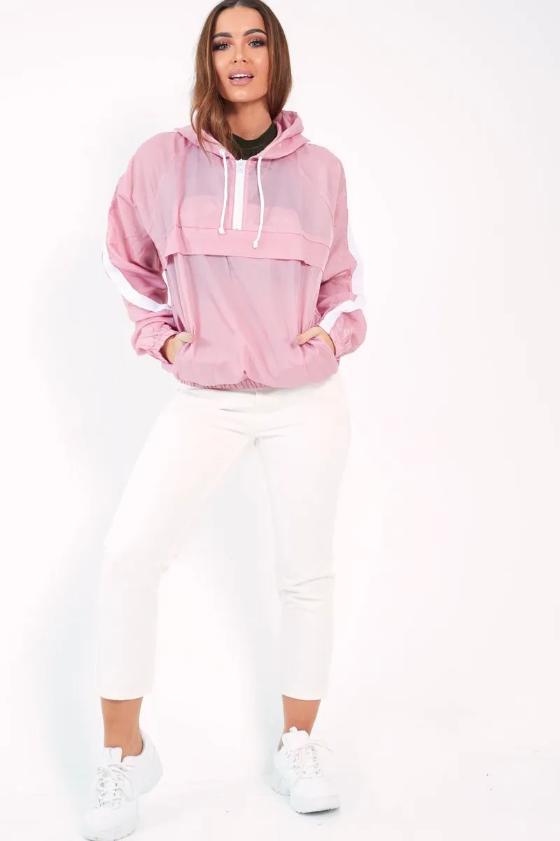 Pink Zip Front Windbreaker Jacket - Terah