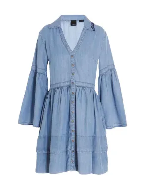 Pinko V-Neck Denim Mini Dress