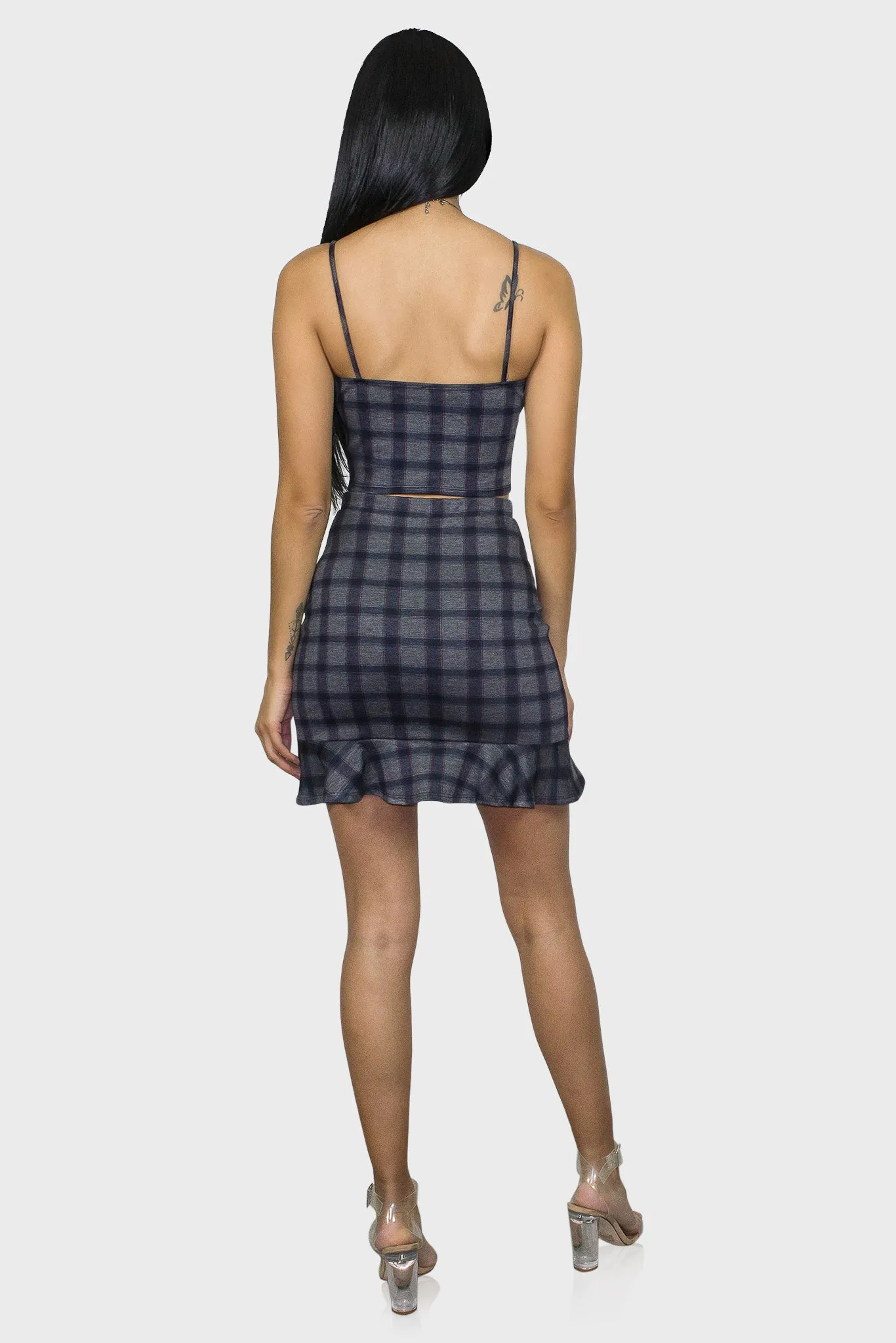 Plaid Mini Skirt Set