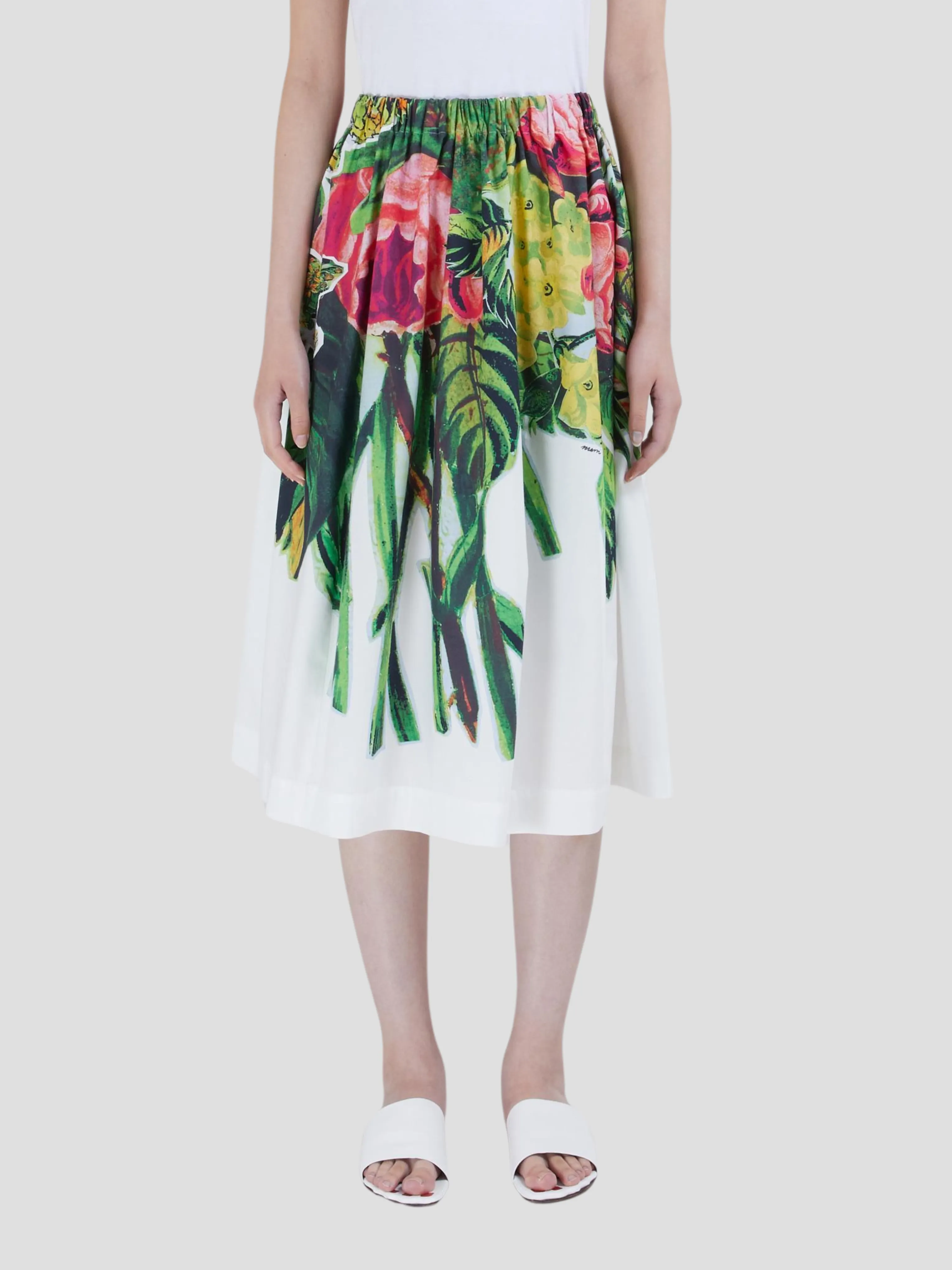 Plant Printed Midi Balloon Skirt