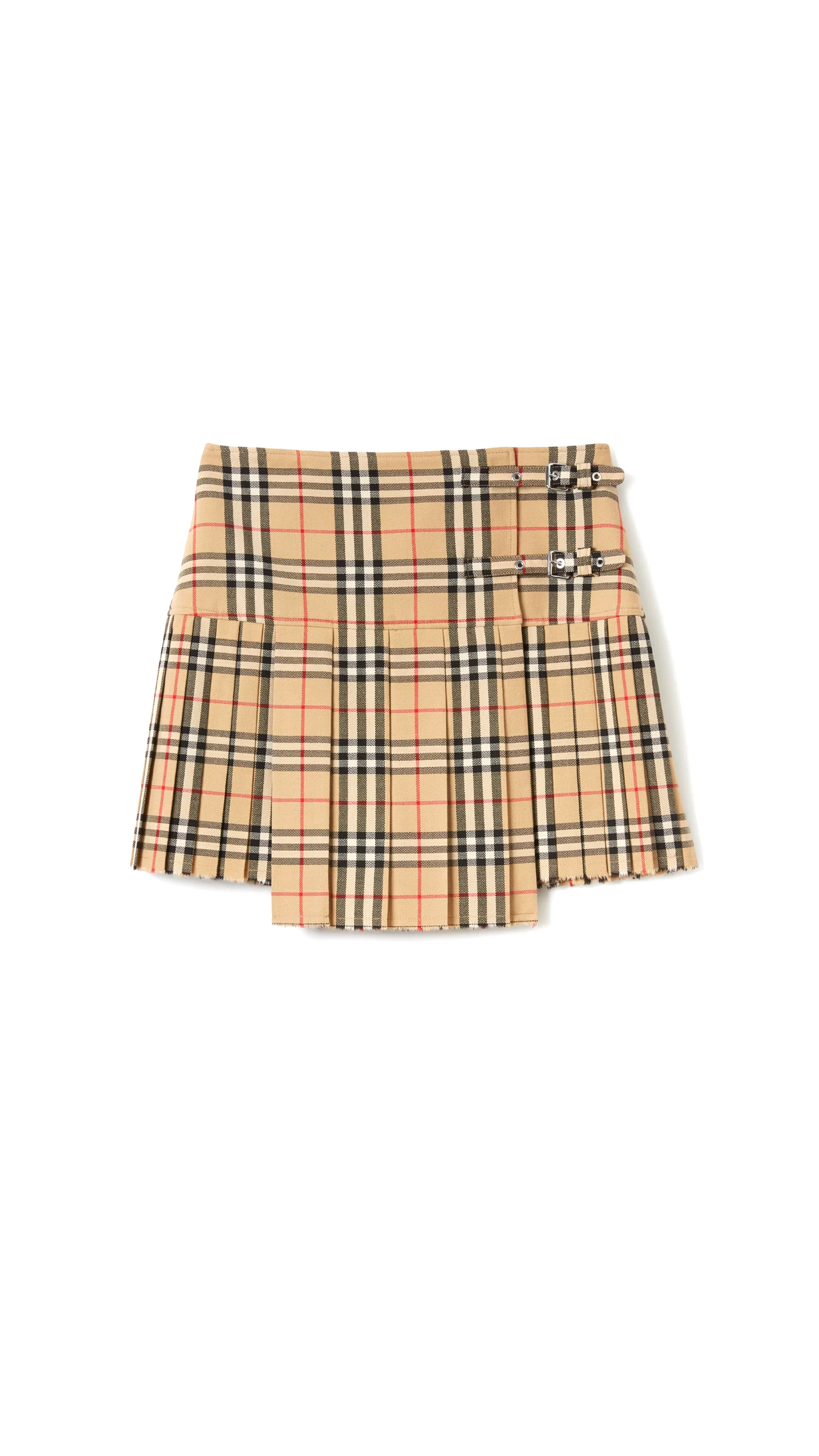 Pleated Check Wool Mini Kilt - Archive Beige