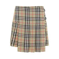 Pleated Check Wool Mini Kilt - Archive Beige