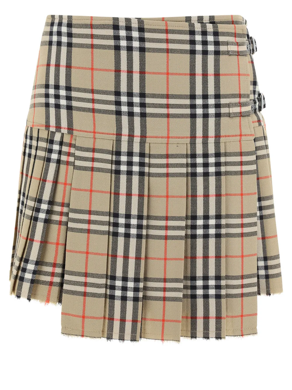 Pleated Check Wool Mini Kilt - Archive Beige