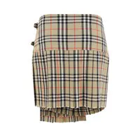 Pleated Check Wool Mini Kilt - Archive Beige