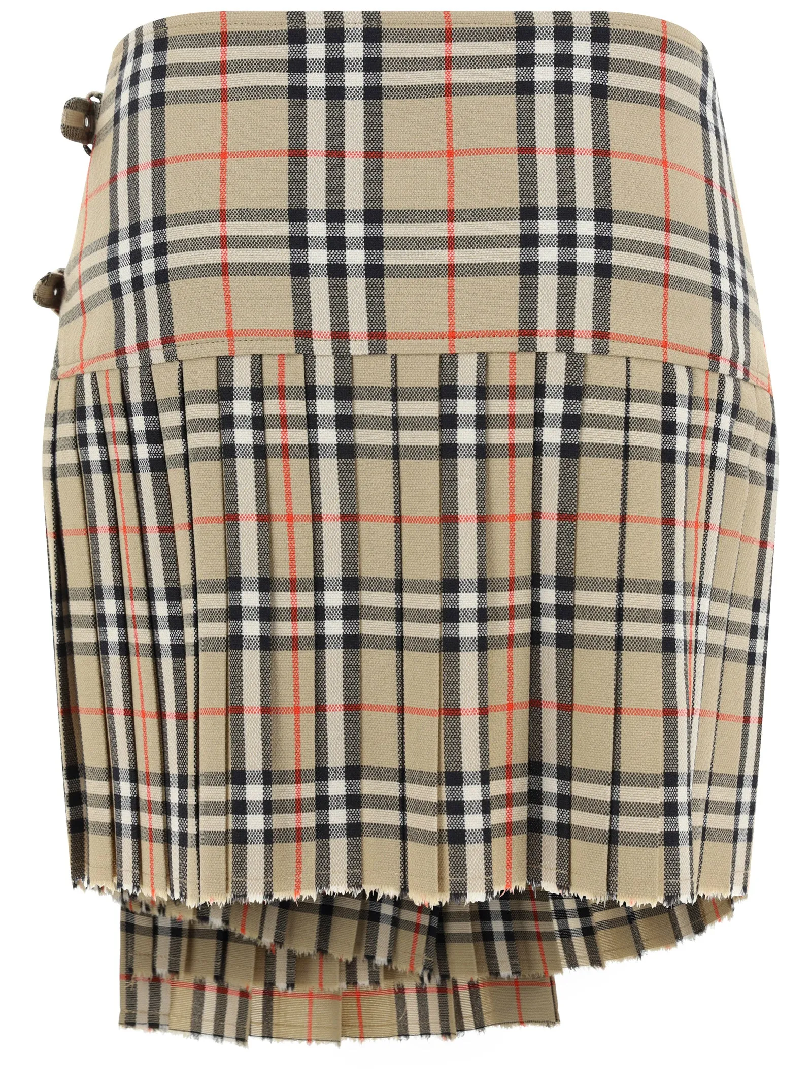 Pleated Check Wool Mini Kilt - Archive Beige