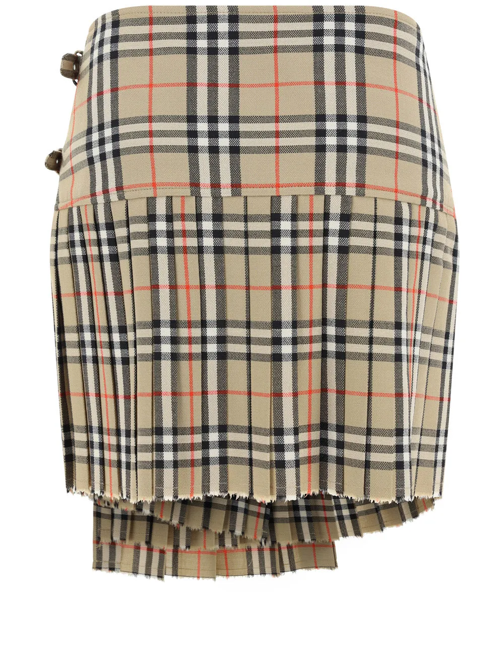 Pleated Check Wool Mini Kilt - Archive Beige