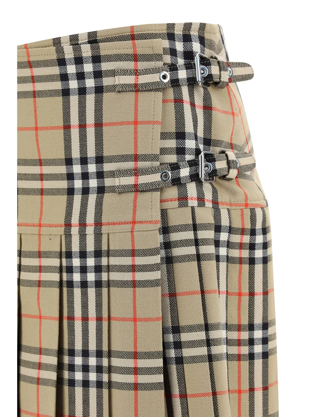 Pleated Check Wool Mini Kilt - Archive Beige