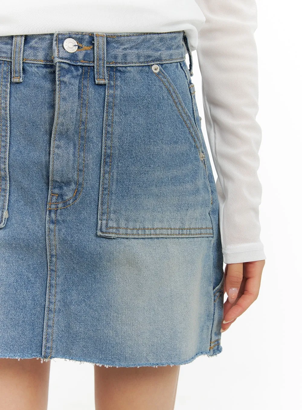 Pocket Washed Denim Mini Skirt CA403