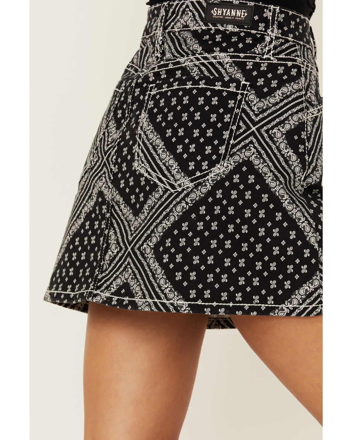 Product Name:  Shyanne Women's Mr. A-Line Bandana Print Denim Mini Skirt