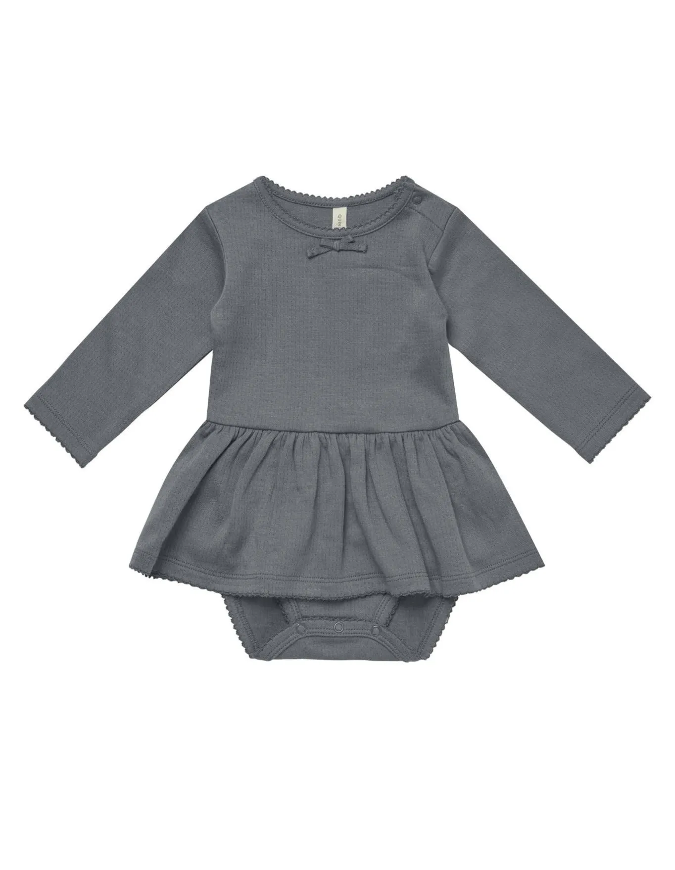 Quincy Mae pointelle skirted bodysuit || Navy