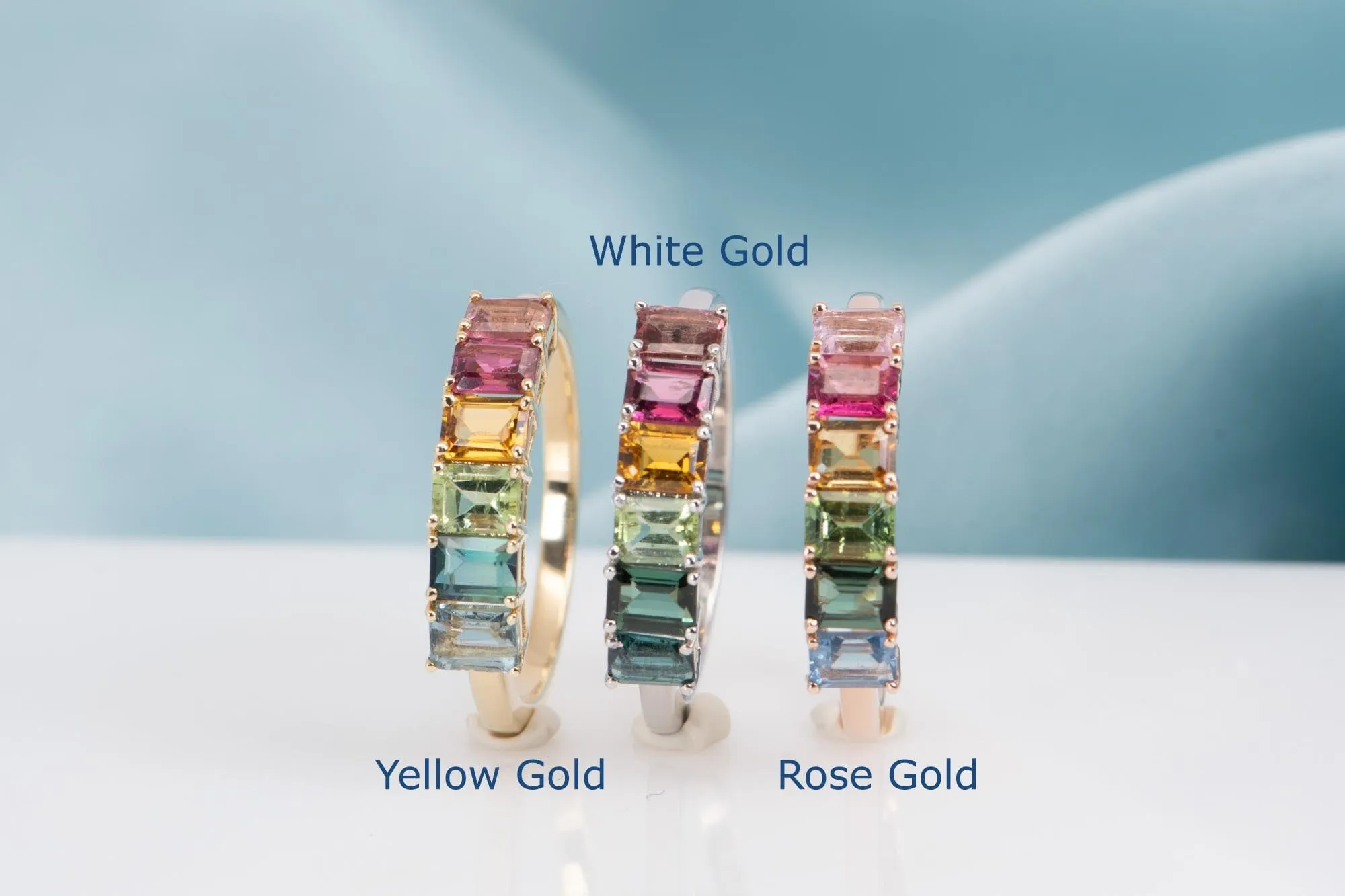 Rainbow Tourmaline Stacking Band 14K Gold R6560