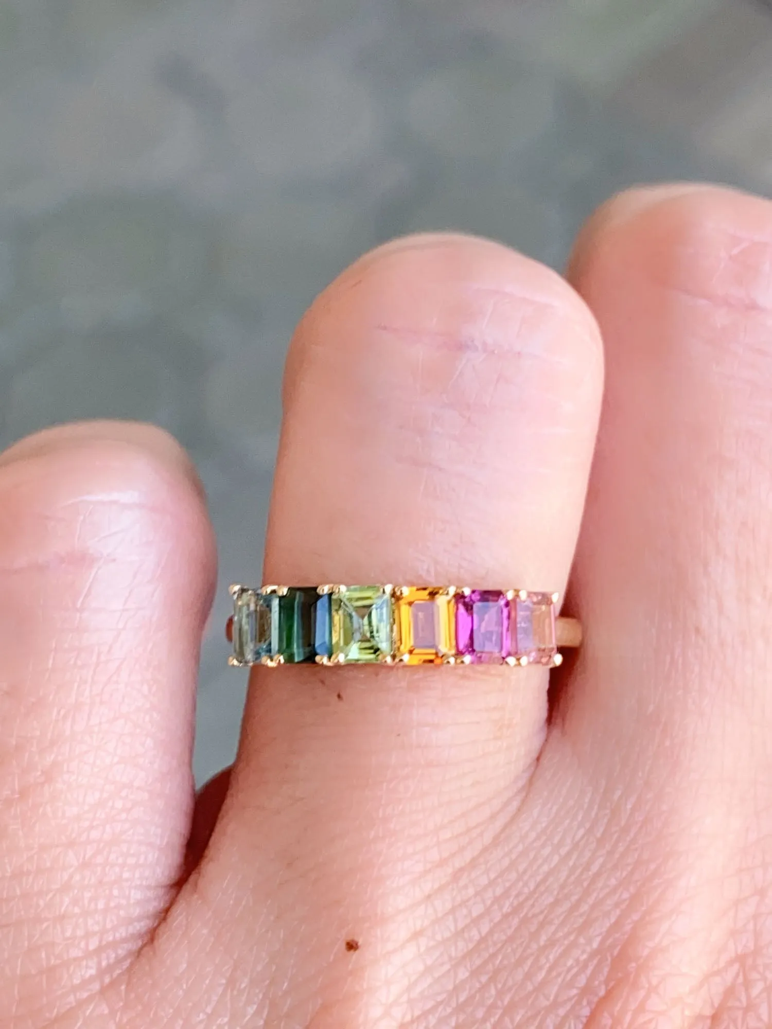 Rainbow Tourmaline Stacking Band 14K Gold R6560