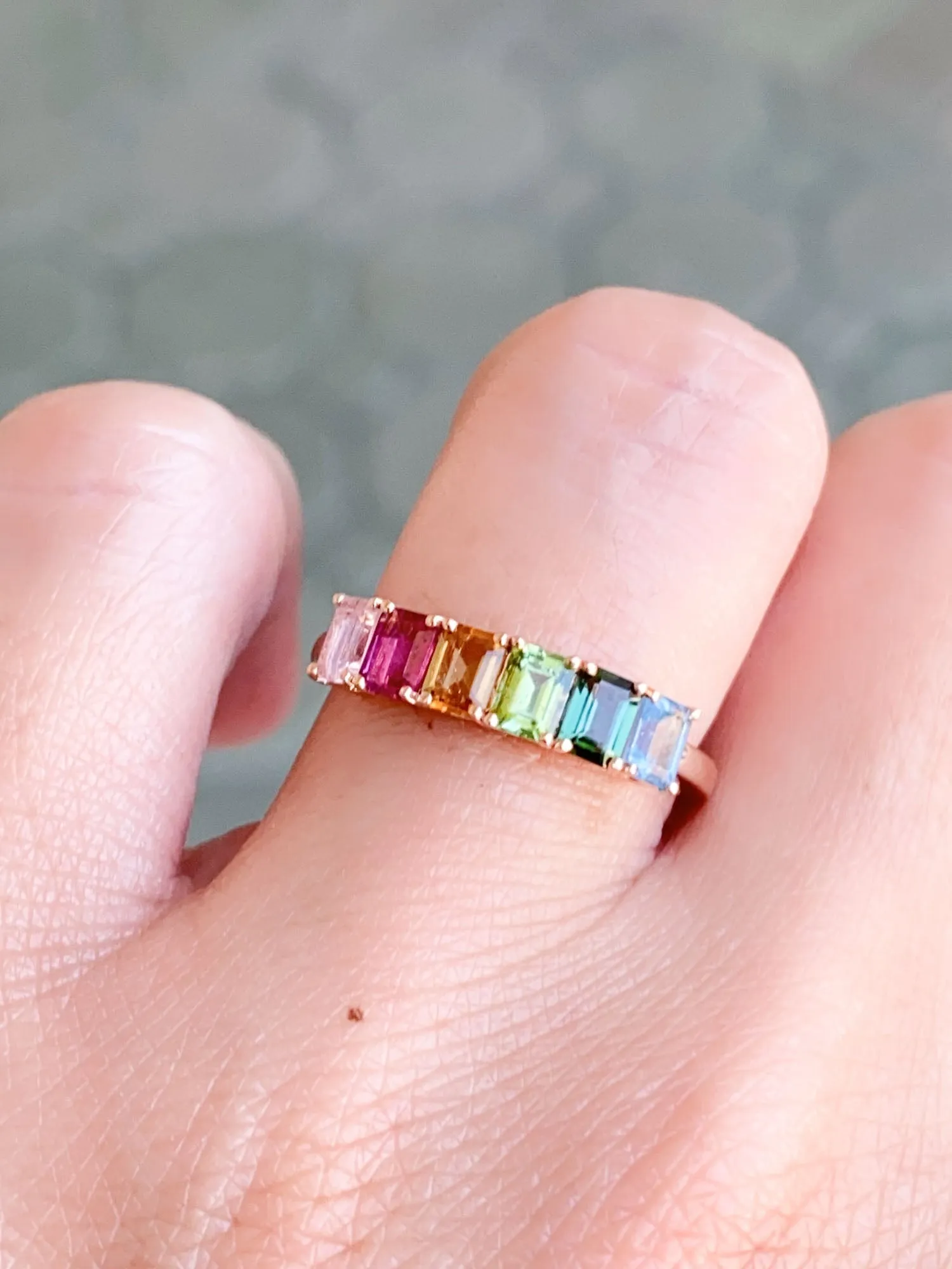 Rainbow Tourmaline Stacking Band 14K Gold R6560