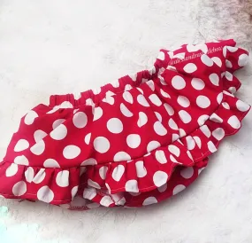 Red Polka dots  ruffle skirted bloomers