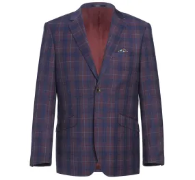 RENOIR Purple 2 Buttons Slim Fit Blazer Premium Plaid Sport Coat 294-3