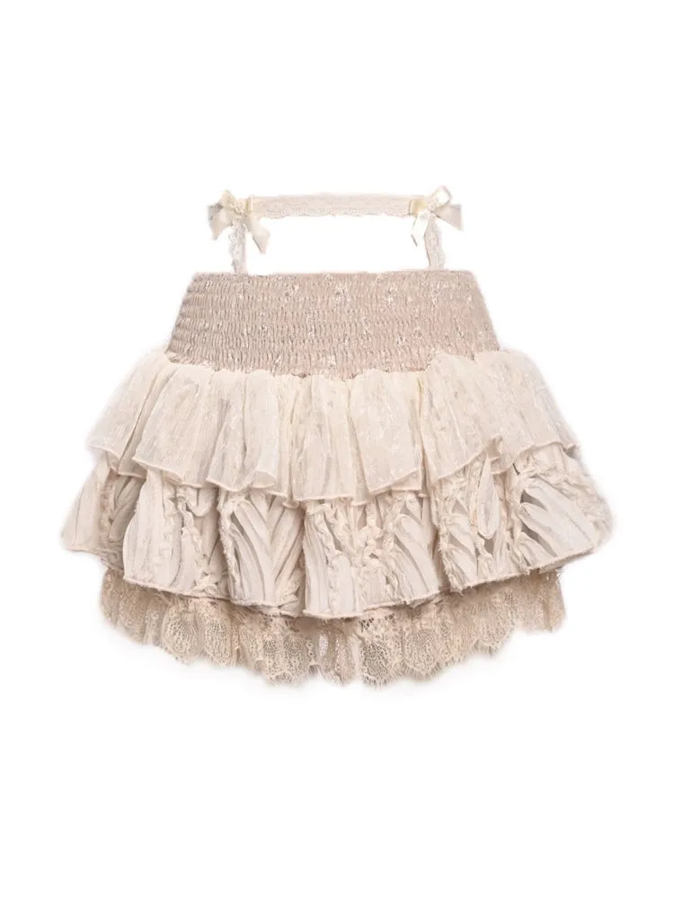 Retro Tiered Ribbon Lace Mini-Skirt