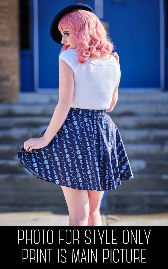 Retrolicious Skater Skirt in Black Ouija Print - S left only