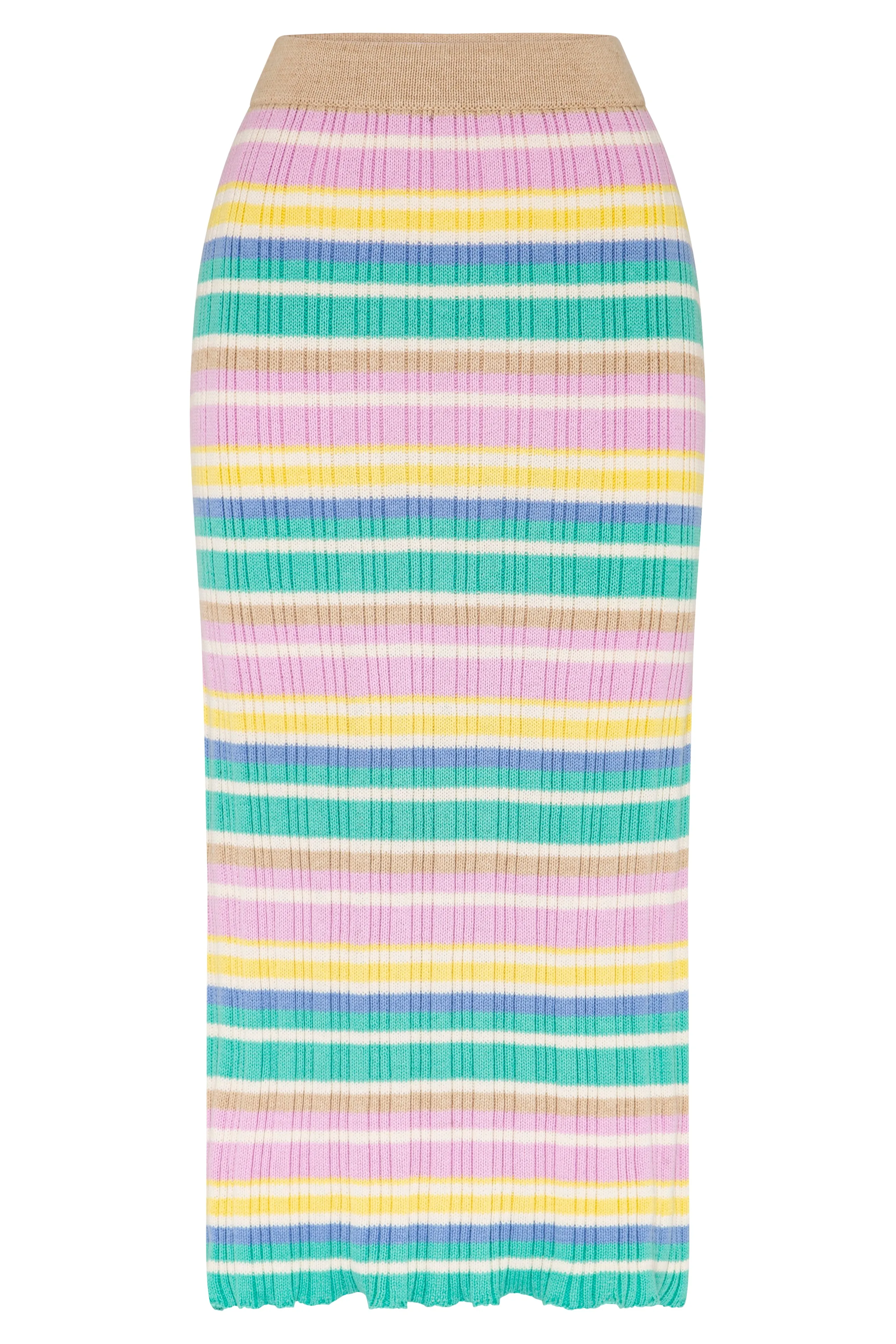 Rib Bias Midi Skirt - Holly Stripe