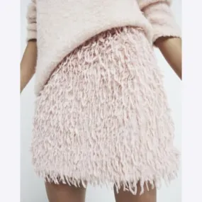 River Island Womens Pink Feather Texture Mini Skirt